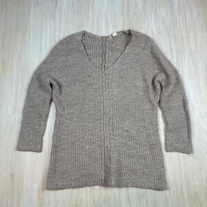 Moth Slouchy Oversized V-Neck Chunky Cozy Wool Alpaca Blend Knit Sweater Small